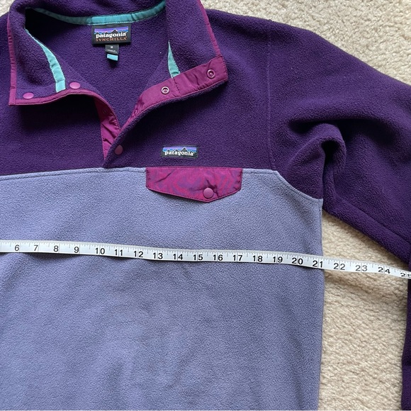 Patagonia Women's Synchilla Purple/Blue Fleece Snap T Pullover 2016, Size Medium - Picture 9 of 9